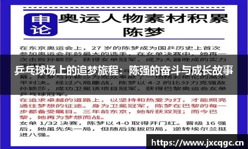 乒乓球场上的追梦旅程：陈强的奋斗与成长故事